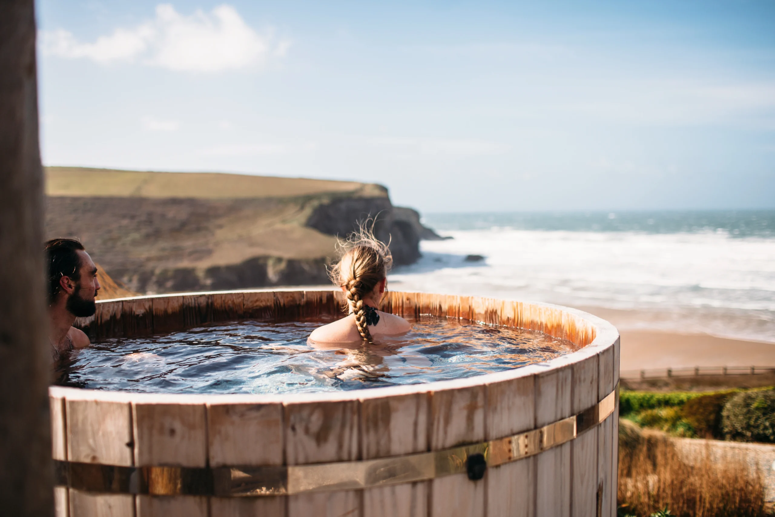 The cliff top hot tub experience at the Scarlet Hotel
