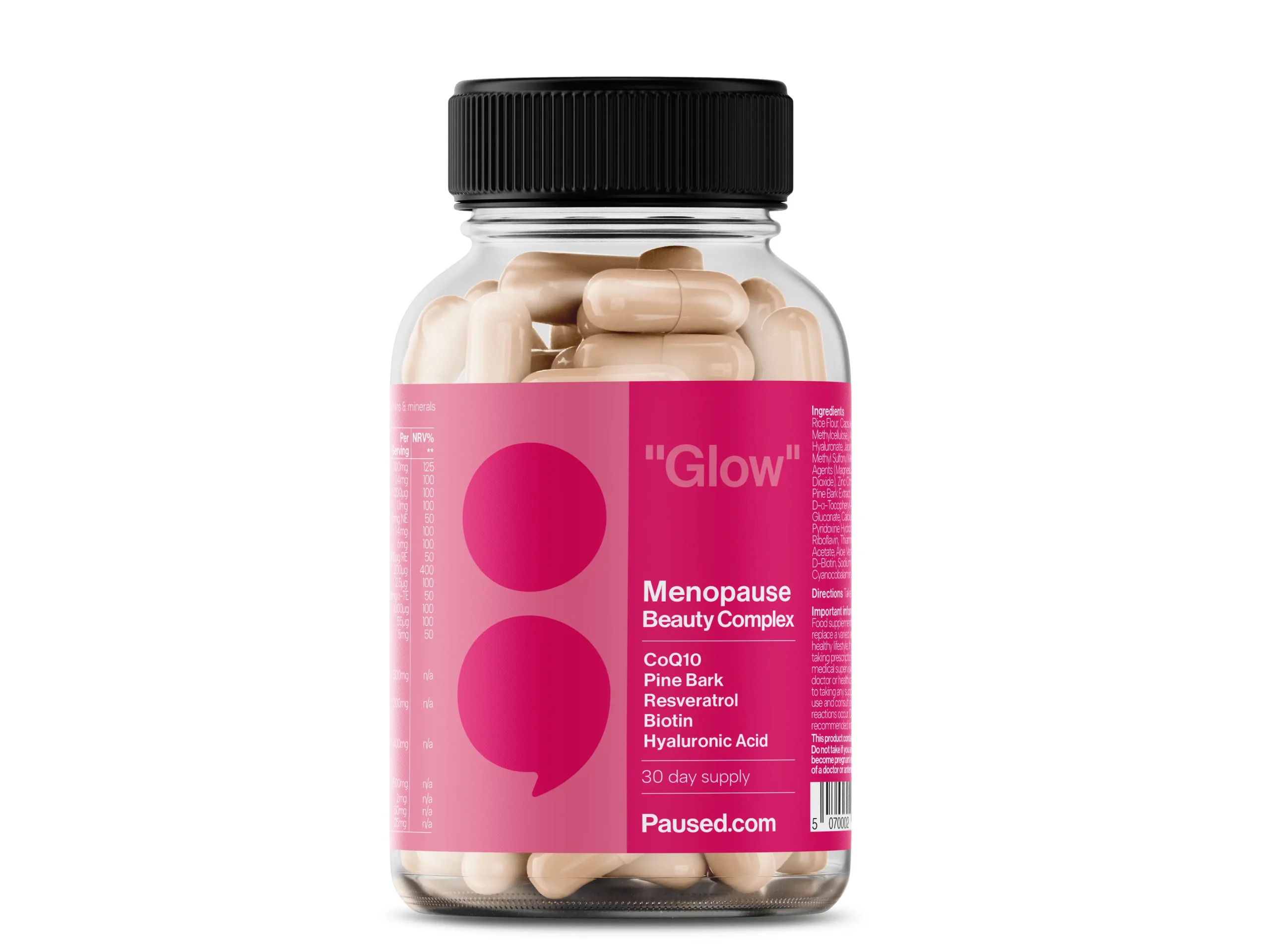 Paused Beauty Complex supplements bottle