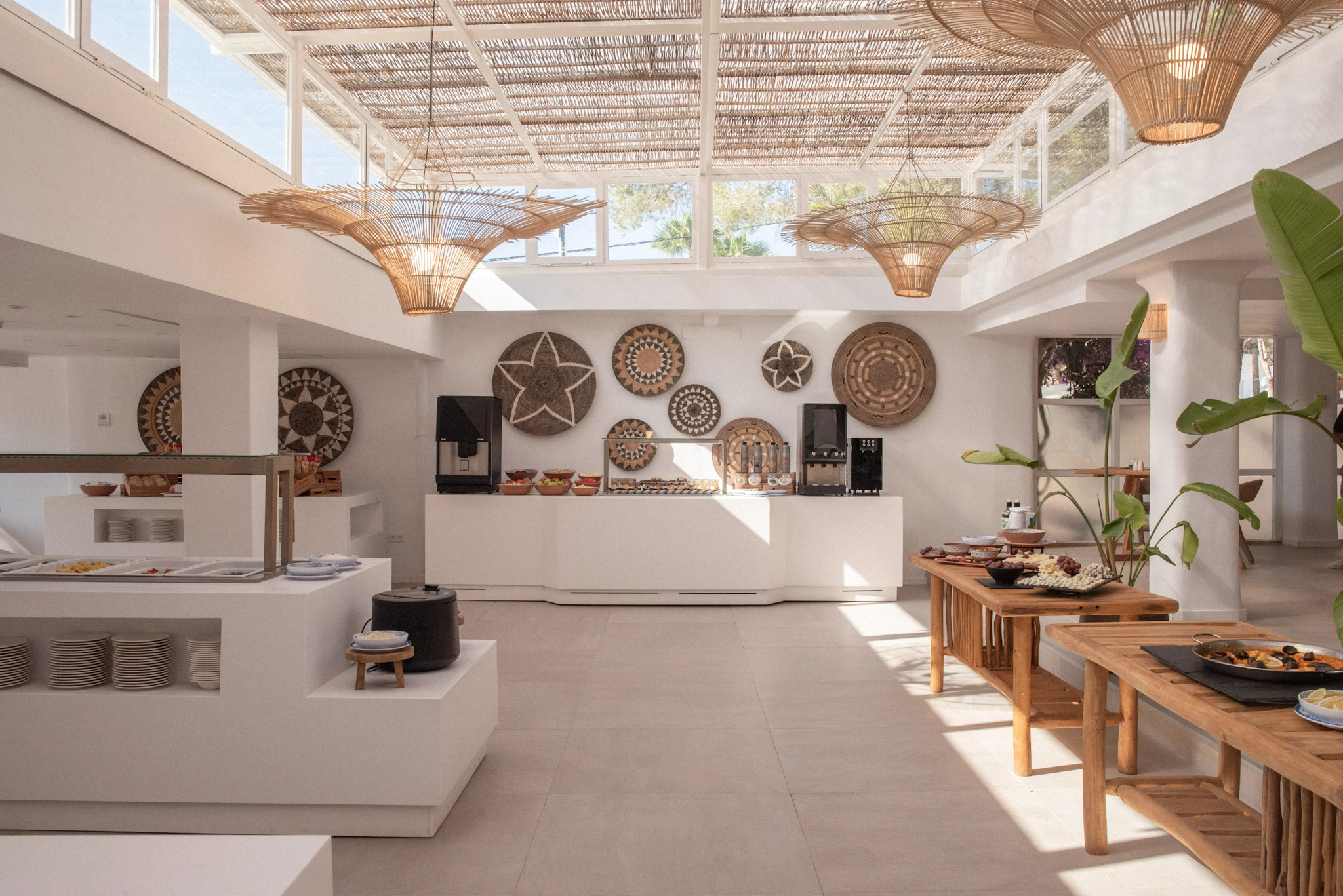Dining room at Fergus Style Punta Arabi hotel in Es Canar, Ibiza
